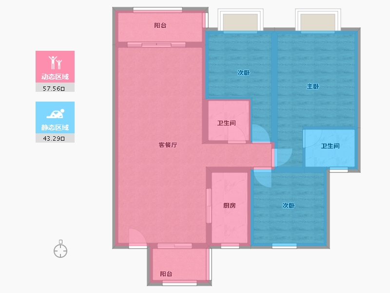 山西省-临汾市-蓝山国际二期-100.00-户型库-动静分区