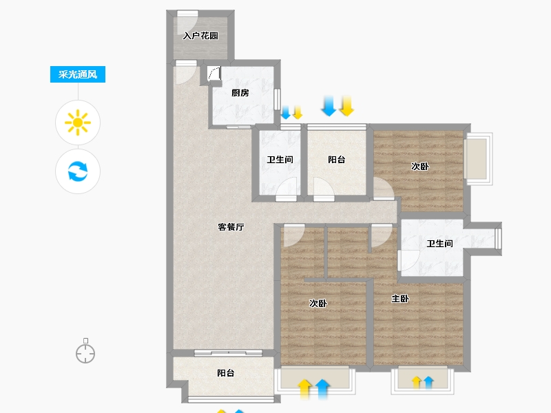 广东省-佛山市-华润置地悦里-103.81-户型库-采光通风