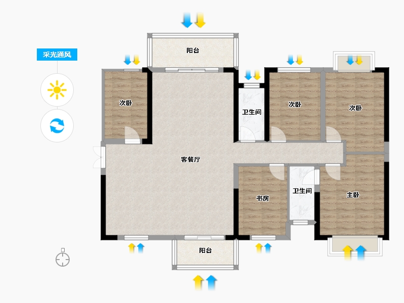 广西壮族自治区-钦州市-建开大院-120.00-户型库-采光通风