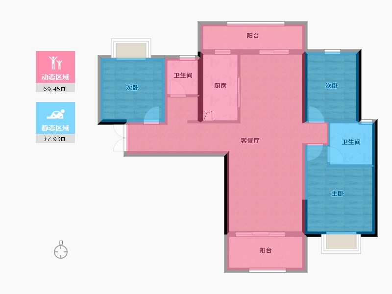 湖南省-长沙市-长房·宁都公馆-95.32-户型库-动静分区