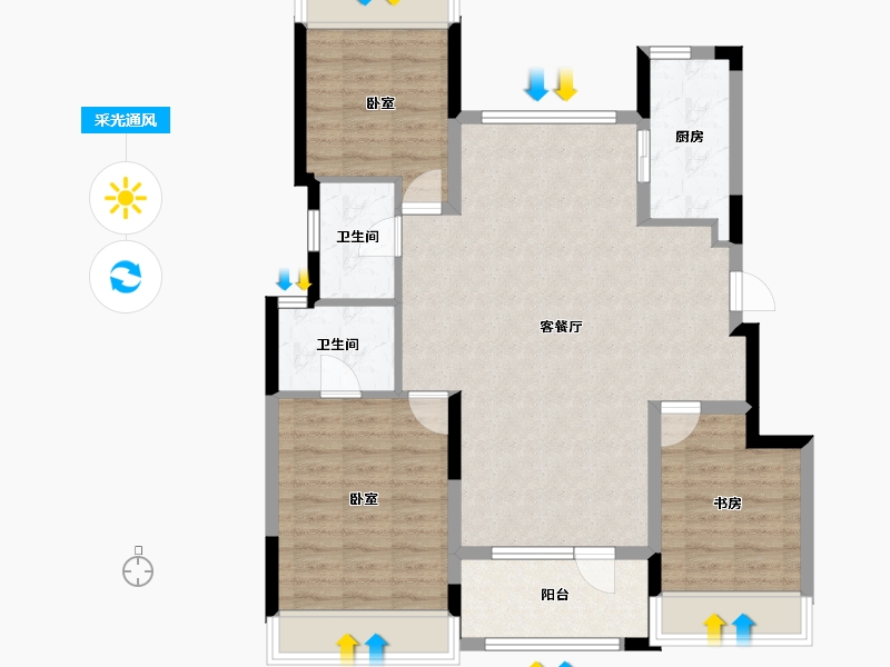 辽宁省-沈阳市-中粮锦云天城-93.06-户型库-采光通风