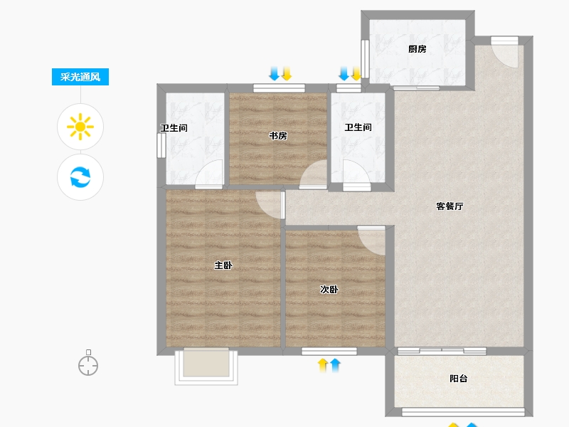 福建省-泉州市-​世茂摩天城-84.76-户型库-采光通风