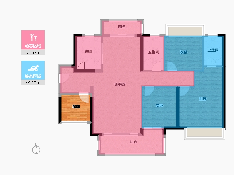 广东省-江门市-绿地公园城世家-101.82-户型库-动静分区