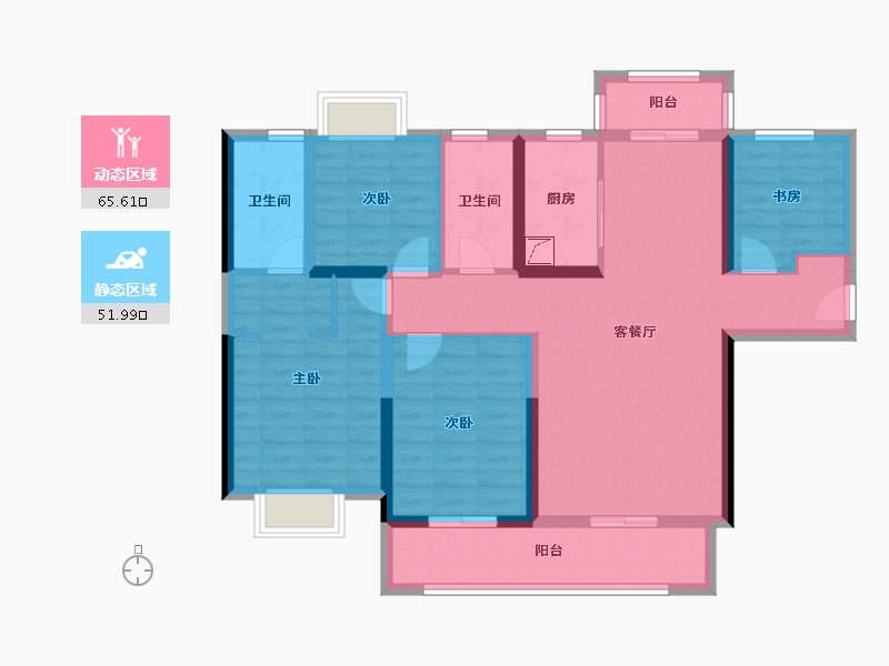 湖南省-长沙市-美的国宾府-103.86-户型库-动静分区