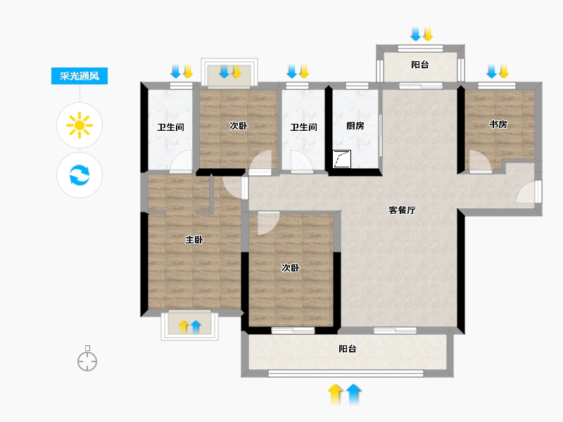 湖南省-长沙市-美的国宾府-103.86-户型库-采光通风