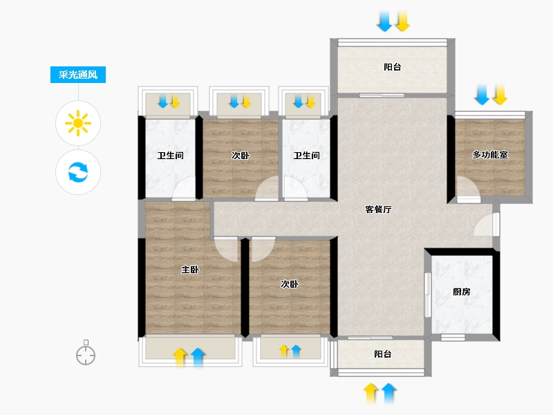 广东省-中山市-锦绣海湾城-91.92-户型库-采光通风