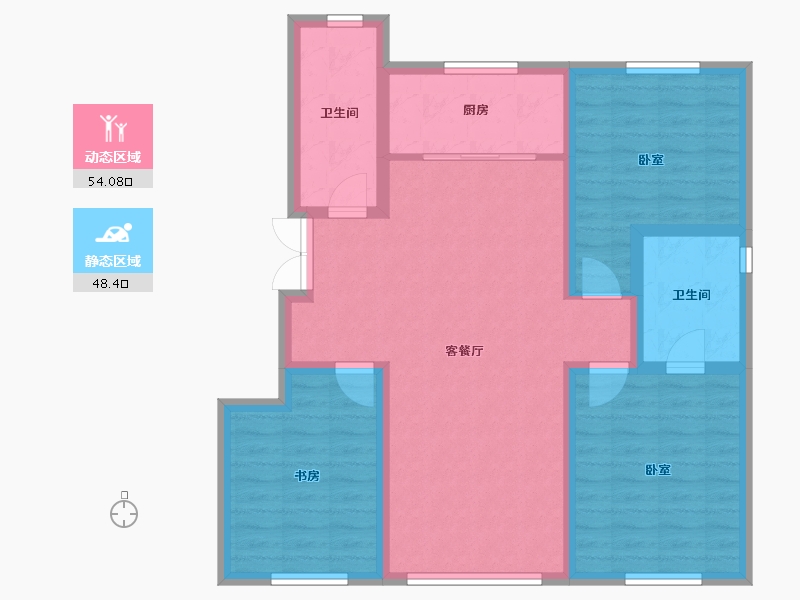 辽宁省-沈阳市-首开·国风尚城-91.58-户型库-动静分区