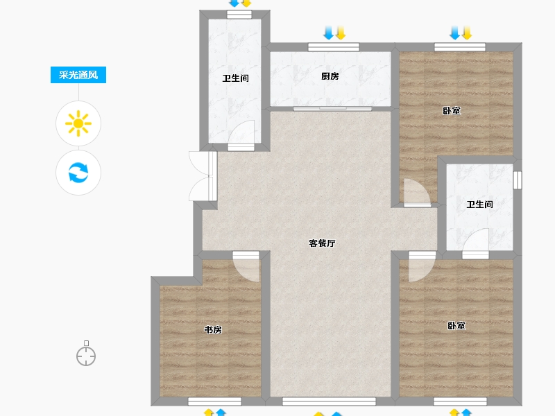 辽宁省-沈阳市-首开·国风尚城-91.58-户型库-采光通风