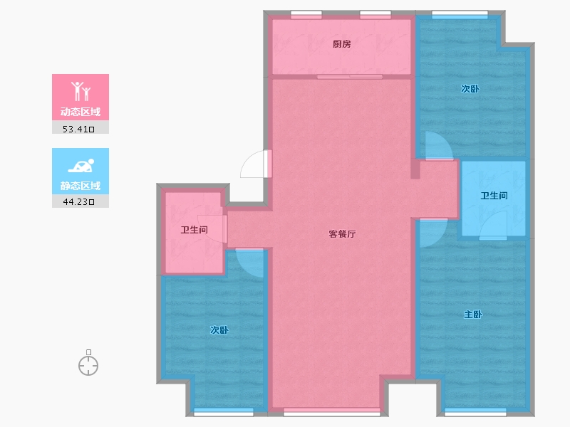 辽宁省-沈阳市-首开如院-87.89-户型库-动静分区