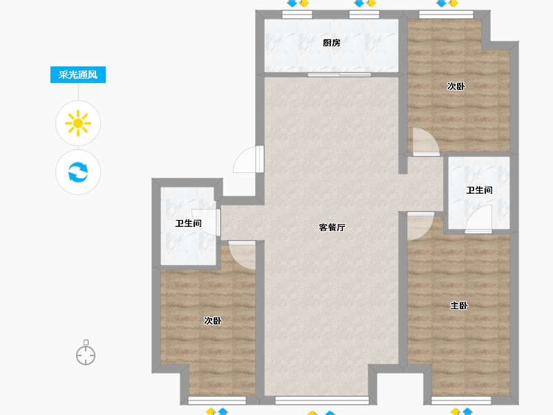 辽宁省-沈阳市-首开如院-87.89-户型库-采光通风