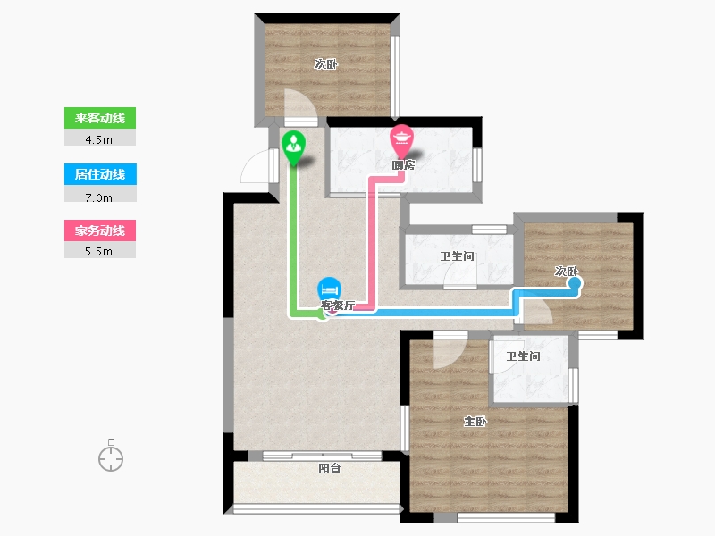 湖南省-长沙市-鸿海·公园里-81.60-户型库-动静线