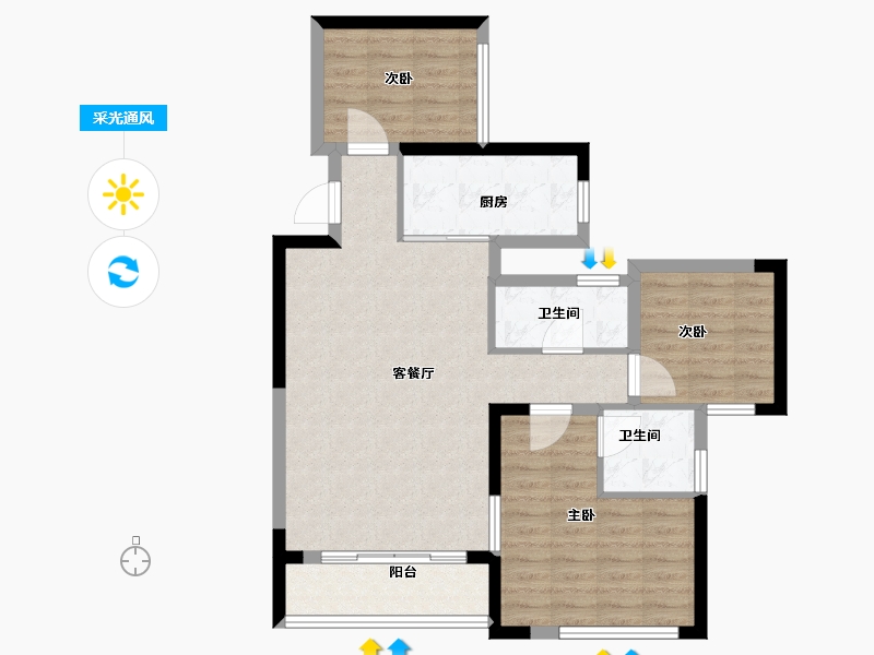 湖南省-长沙市-鸿海·公园里-81.60-户型库-采光通风