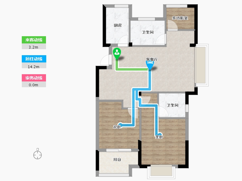 浙江省-宁波市-华景川万悦府-76.20-户型库-动静线