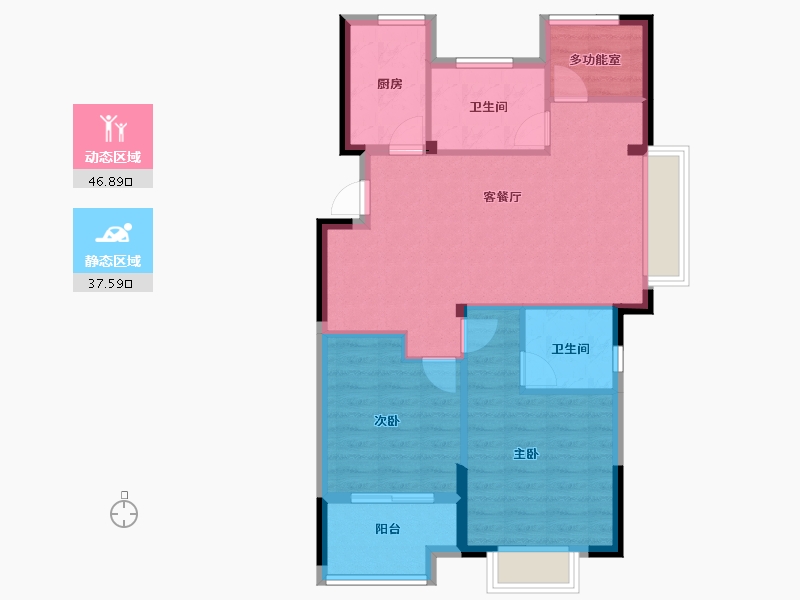 浙江省-宁波市-华景川万悦府-76.20-户型库-动静分区