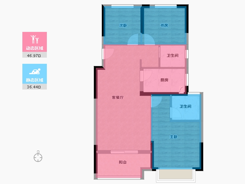 浙江省-宁波市-华景川万悦府-74.52-户型库-动静分区