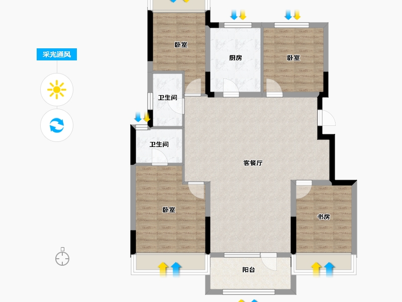 辽宁省-沈阳市-中粮锦云天城-104.34-户型库-采光通风