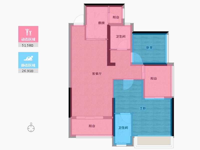 广东省-深圳市-宏发万悦山二期​-69.40-户型库-动静分区