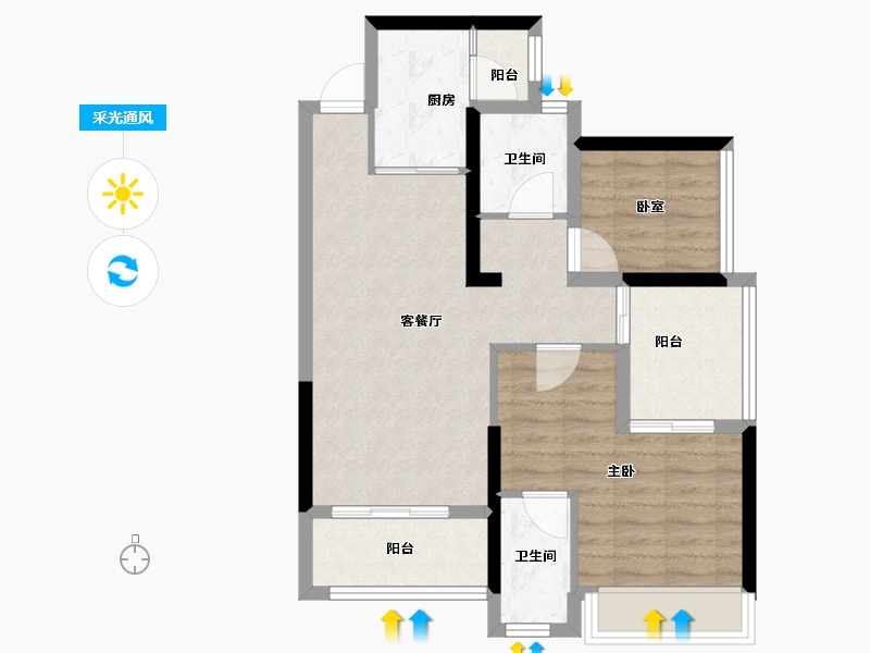 广东省-深圳市-宏发万悦山二期​-69.40-户型库-采光通风