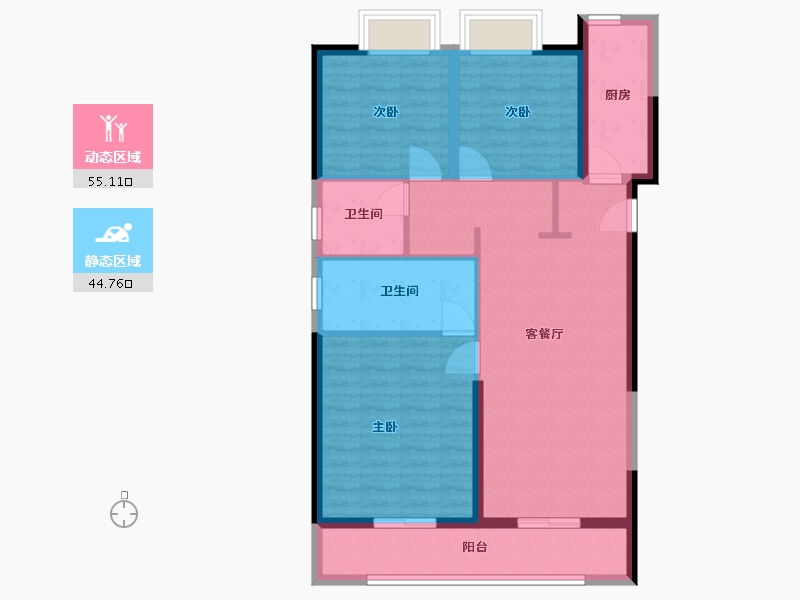 湖北省-武汉市-龙湖三千城-100.00-户型库-动静分区