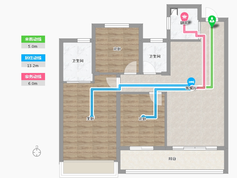 浙江省-温州市-星悦名筑-89.00-户型库-动静线