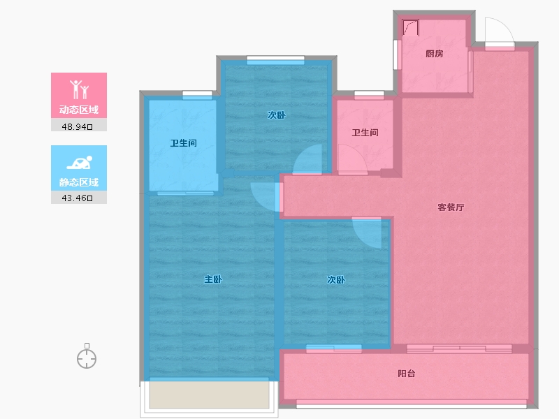 浙江省-温州市-星悦名筑-89.00-户型库-动静分区