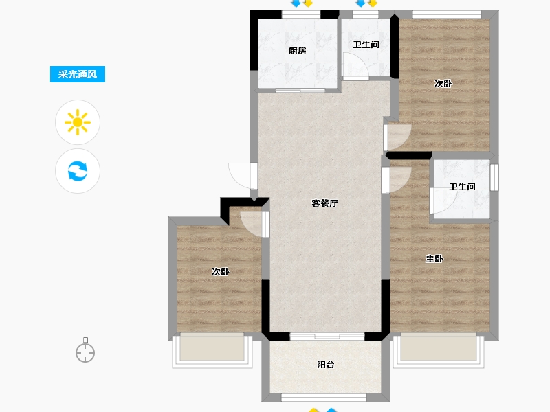 江苏省-苏州市-天誉名邸-77.40-户型库-采光通风