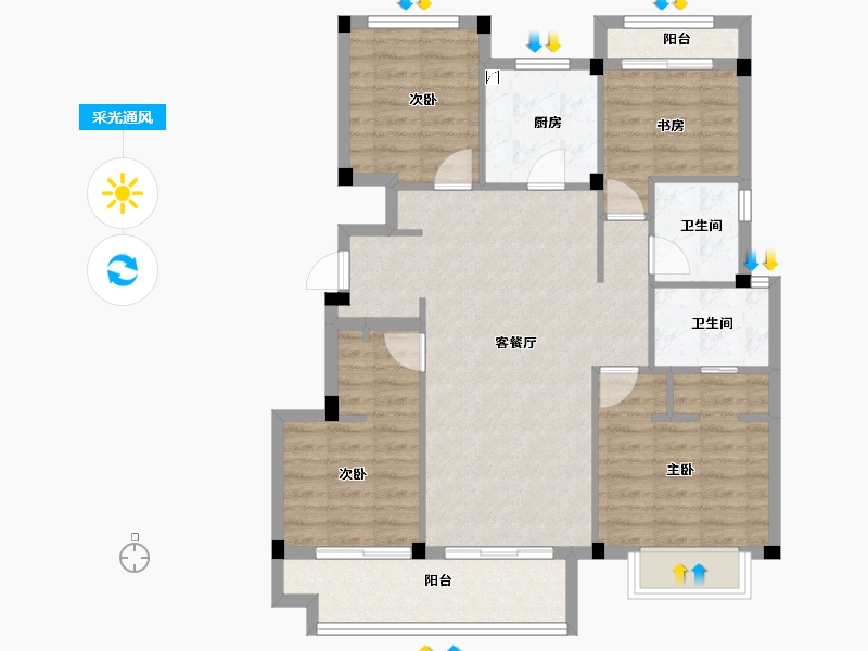 浙江省-宁波市-大唐·华是川·辰悦世家-93.65-户型库-采光通风