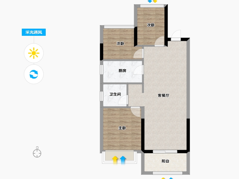 江苏省-苏州市-天誉名邸-70.40-户型库-采光通风