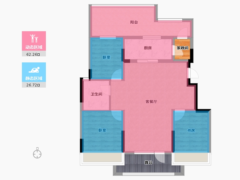 辽宁省-沈阳市-中粮锦云天城-87.34-户型库-动静分区