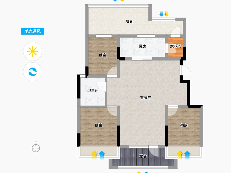 辽宁省-沈阳市-中粮锦云天城-87.34-户型库-采光通风