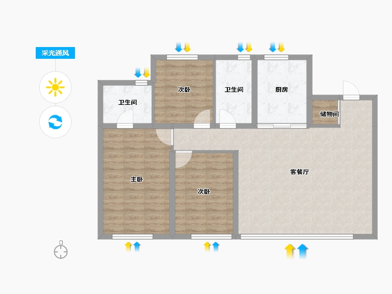 辽宁省-沈阳市-万科北宸之光-91.59-户型库-采光通风