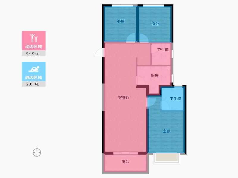 浙江省-宁波市-大唐·华是川·辰悦世家-83.28-户型库-动静分区