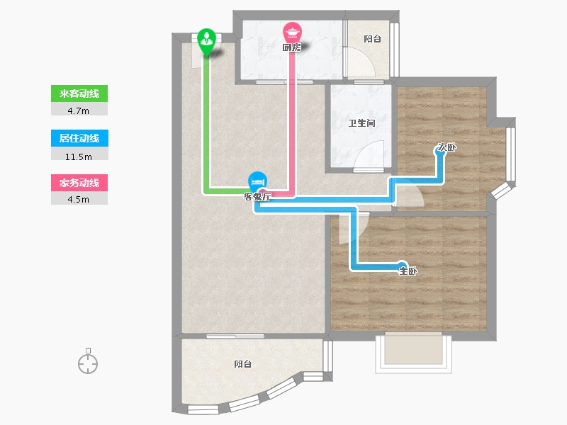 海南省-海口市-富通天骏花园-64.08-户型库-动静线