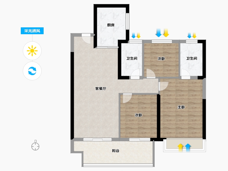 江苏省-常州市-新城汇隽-86.40-户型库-采光通风