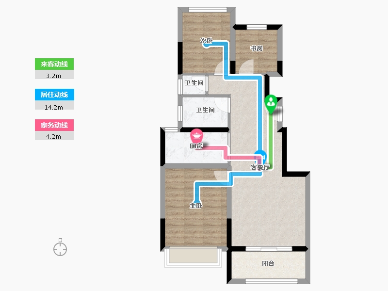 江苏省-苏州市-天誉名邸-70.40-户型库-动静线