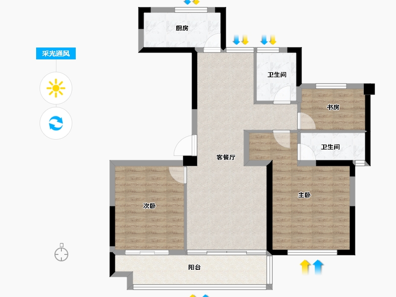 浙江省-温州市-高力铂金湾-91.90-户型库-采光通风