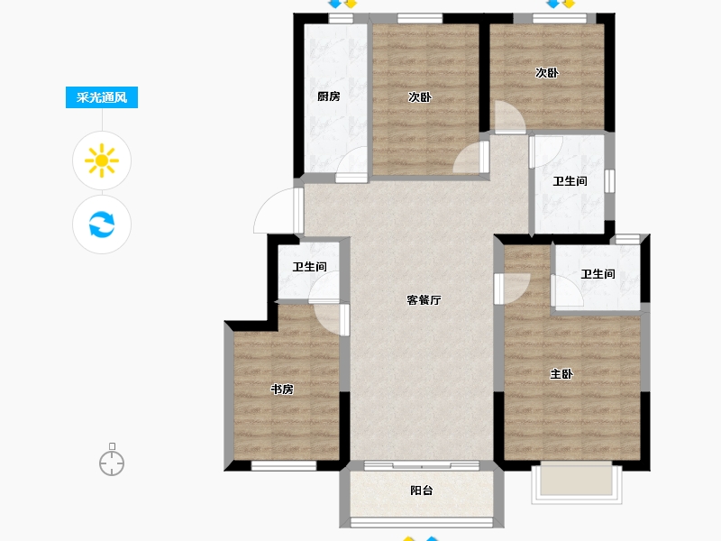 天津-天津市-中建·新丽壹号-93.43-户型库-采光通风