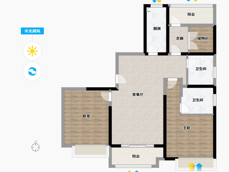 江苏省-无锡市-梁溪本源-104.80-户型库-采光通风