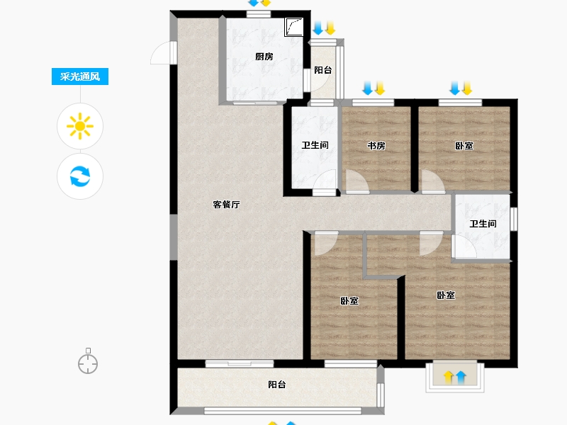 湖北省-武汉市-中建壹品宏泰阅江府-112.01-户型库-采光通风