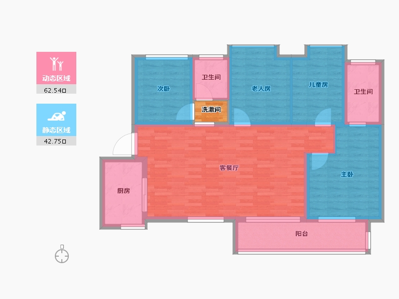 湖南省-长沙市-金科美苑-96.58-户型库-动静分区