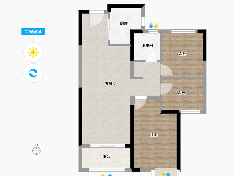 湖北省-武汉市-万科保利理想城市-72.72-户型库-采光通风