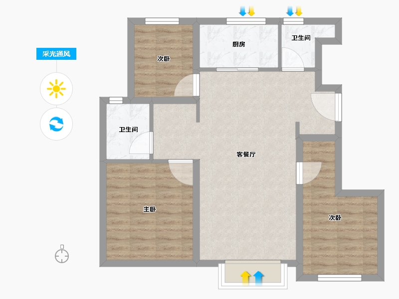 北京-北京市-万科翡翠山晓西麓-72.00-户型库-采光通风