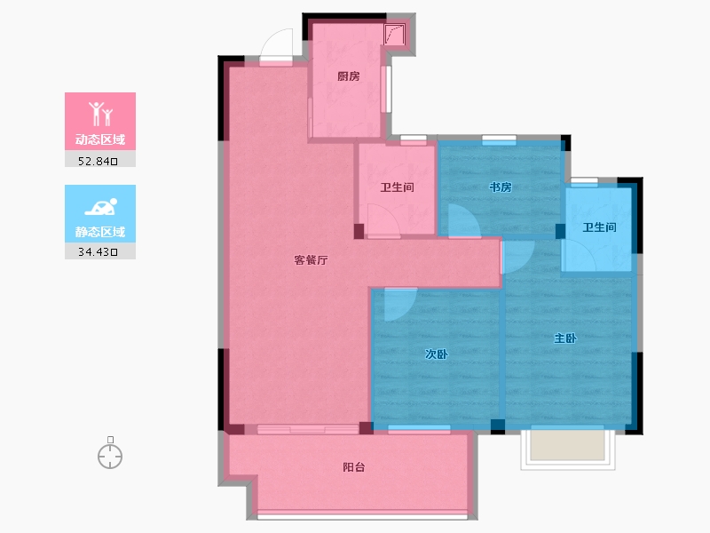 浙江省-宁波市-佳宁府-78.40-户型库-动静分区