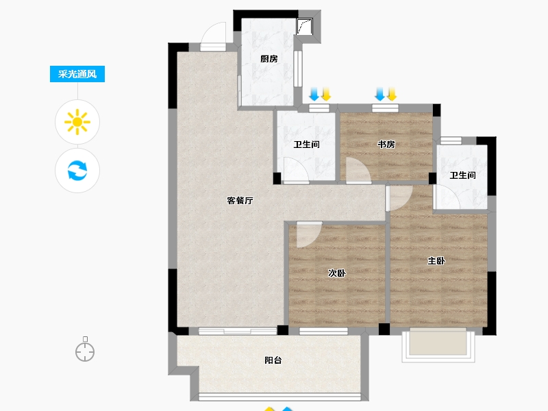 浙江省-宁波市-佳宁府-78.40-户型库-采光通风