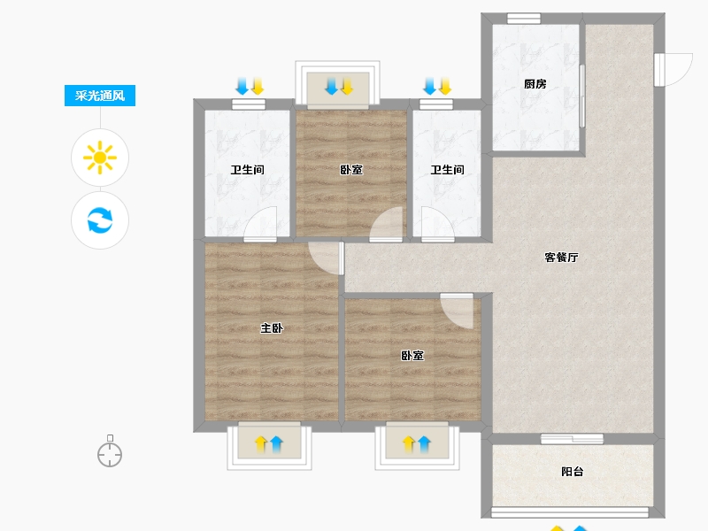 湖北省-武汉市-江樾云著-79.20-户型库-采光通风