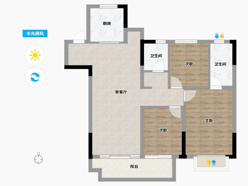 江西省-南昌市-云璟樾城-85.60-户型库-采光通风