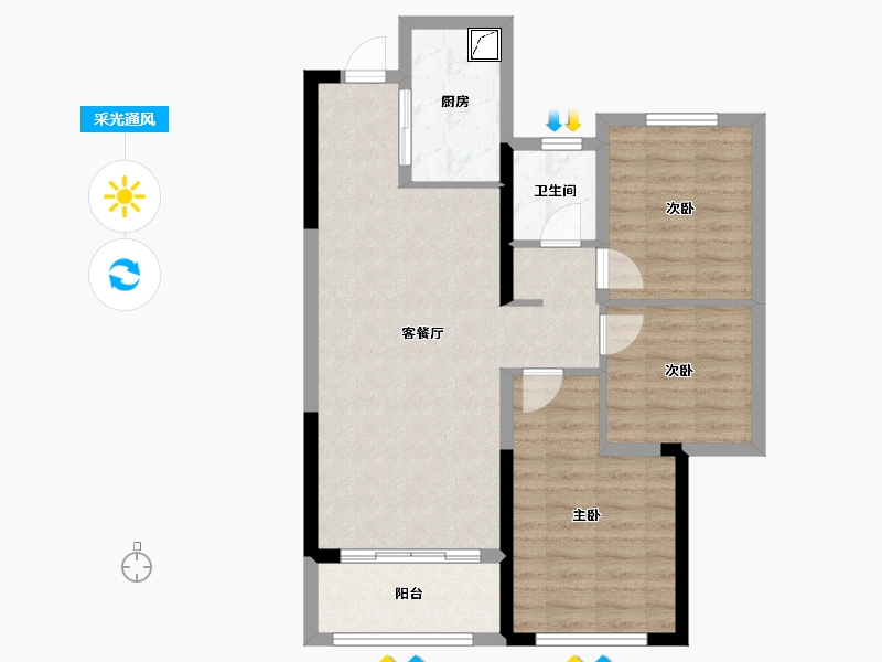 湖南省-长沙市-阳光城尚东湾-76.80-户型库-采光通风