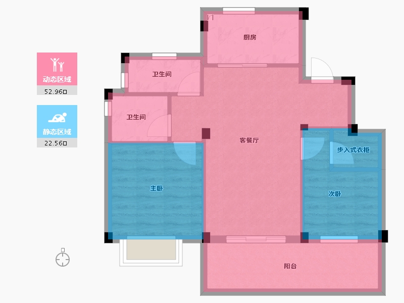 浙江省-宁波市-佳宁府-67.63-户型库-动静分区