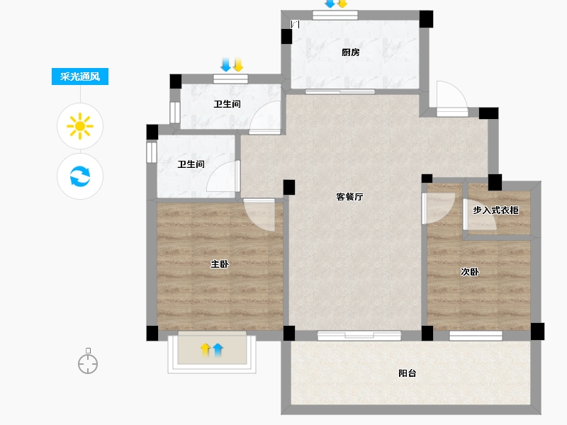 浙江省-宁波市-佳宁府-67.63-户型库-采光通风