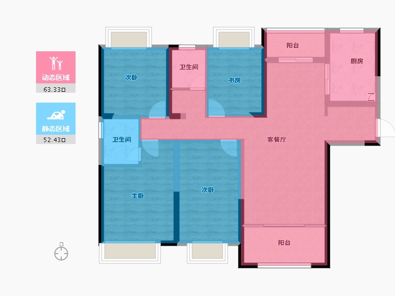 湖南省-长沙市-长房·云尚公馆-103.09-户型库-动静分区